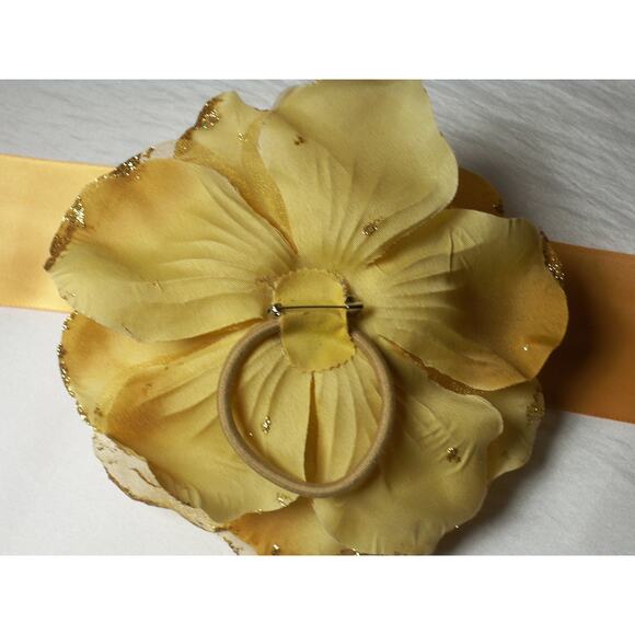 Gold Detachable 5" Floral Bridal Belt Sash Wedding Formal Bridal Party Belt - Picture 3 of 4